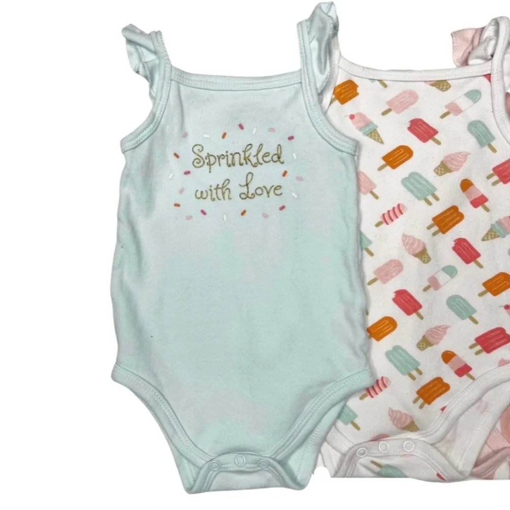 Hudson Baby Ice Cream And Stripes‎ Onesies